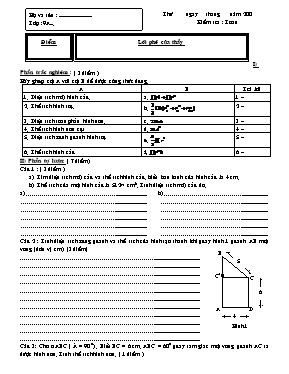 Kiểm tra Toán Hình 9